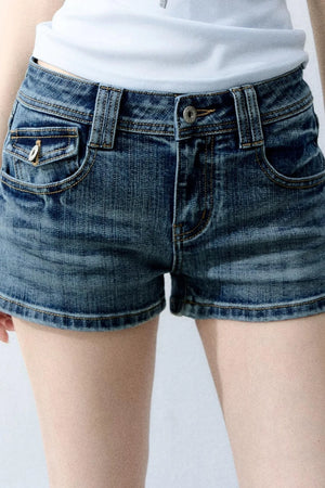 Retro Denim Straight-Leg Shorts