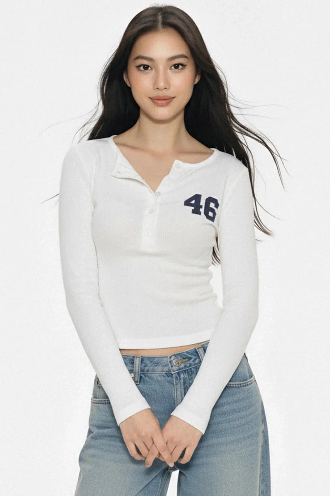 Retro Digital Print Button-Down Top