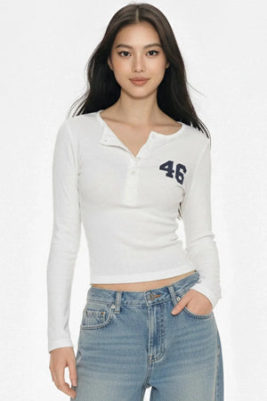 Retro Digital Print Button-Down Top