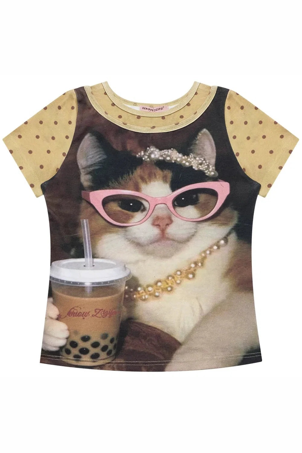 Retro Distressed Cat Print T-Shirt