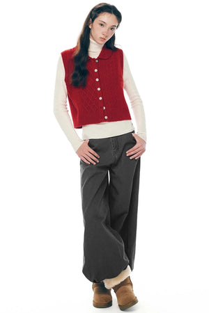 Retro Distressed Cotton Pants