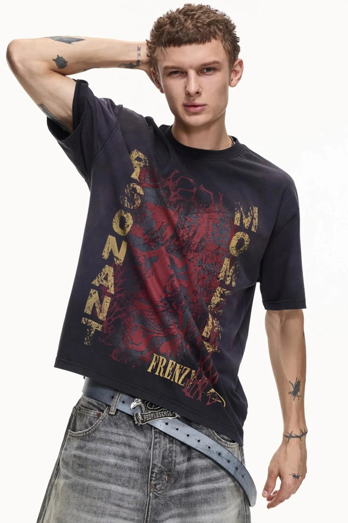 Retro Distressed Cotton T-Shirt