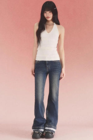 Retro Distressed Lace Jeans