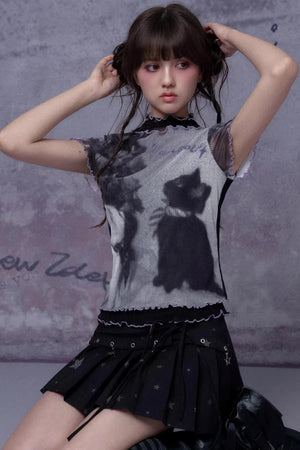 Retro Double-Layer Mesh Top