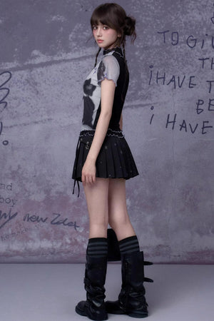Retro Double-Layer Mesh Top