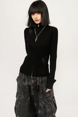 Retro Embroidered Knit Cardigan