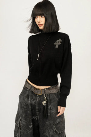 Retro Embroidered Knit Top