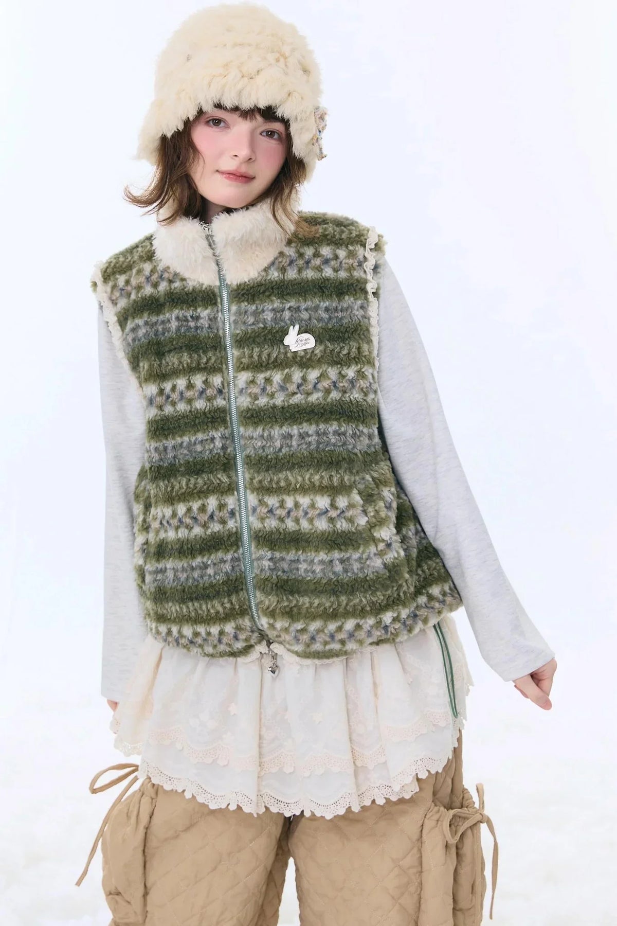 Retro Fair Isle Fleece Vest Jacket