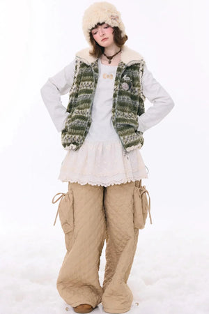 Retro Fair Isle Fleece Vest Jacket