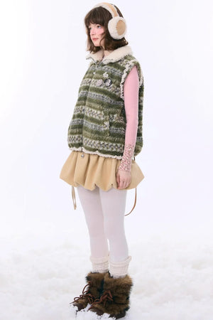 Retro Fair Isle Fleece Vest Jacket
