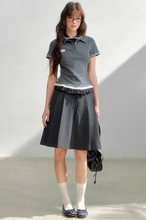 Retro Fake Two-Piece Polka Dot Knit Top