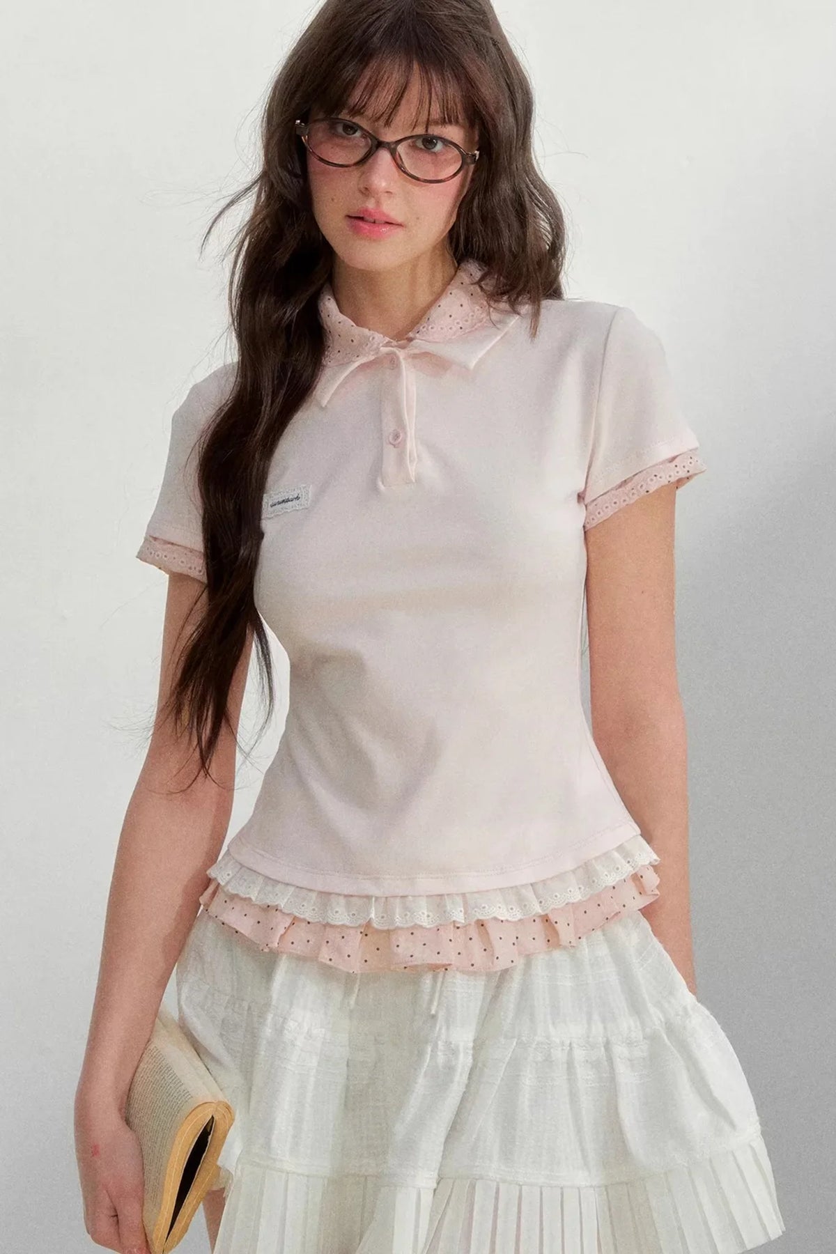 Retro Fake Two-Piece Polka Dot Knit Top