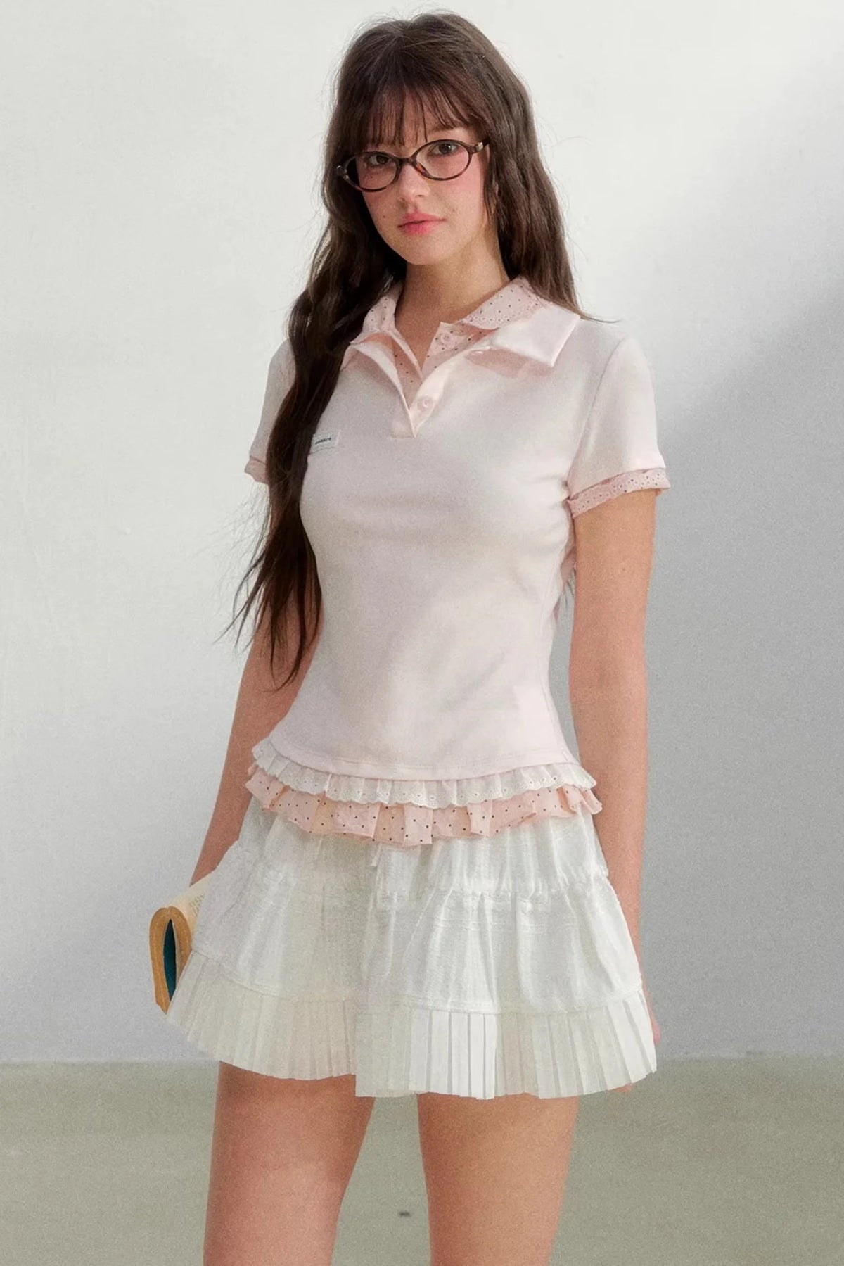 Retro Fake Two-Piece Polka Dot Knit Top