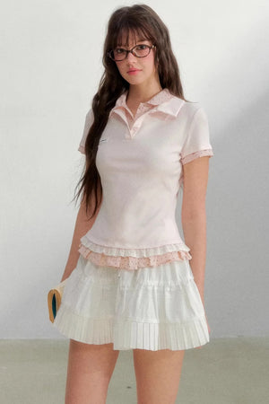 Retro Fake Two-Piece Polka Dot Knit Top