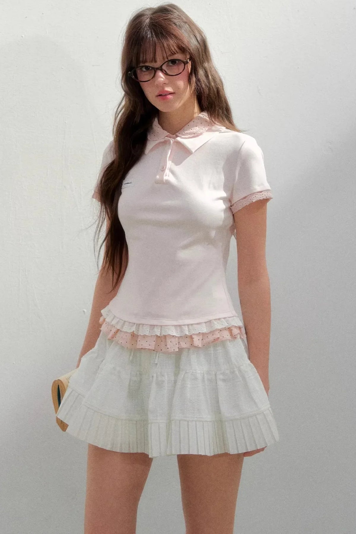 Retro Fake Two-Piece Polka Dot Knit Top