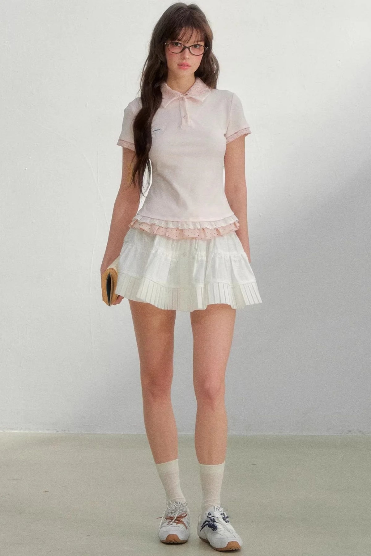 Retro Fake Two-Piece Polka Dot Knit Top