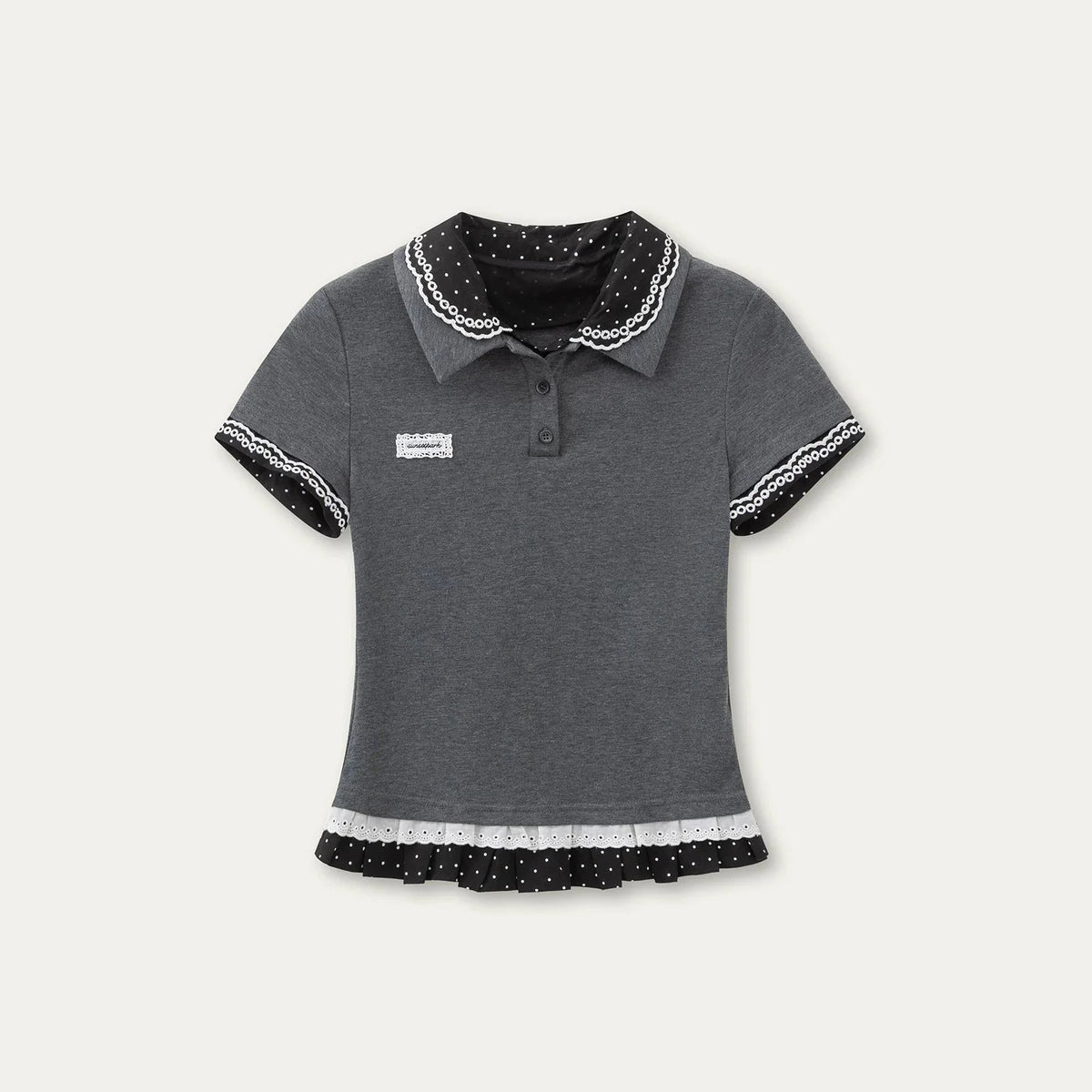Retro Fake Two-Piece Polka Dot Knit Top
