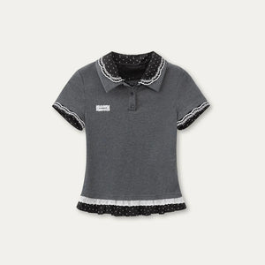 Retro Fake Two-Piece Polka Dot Knit Top