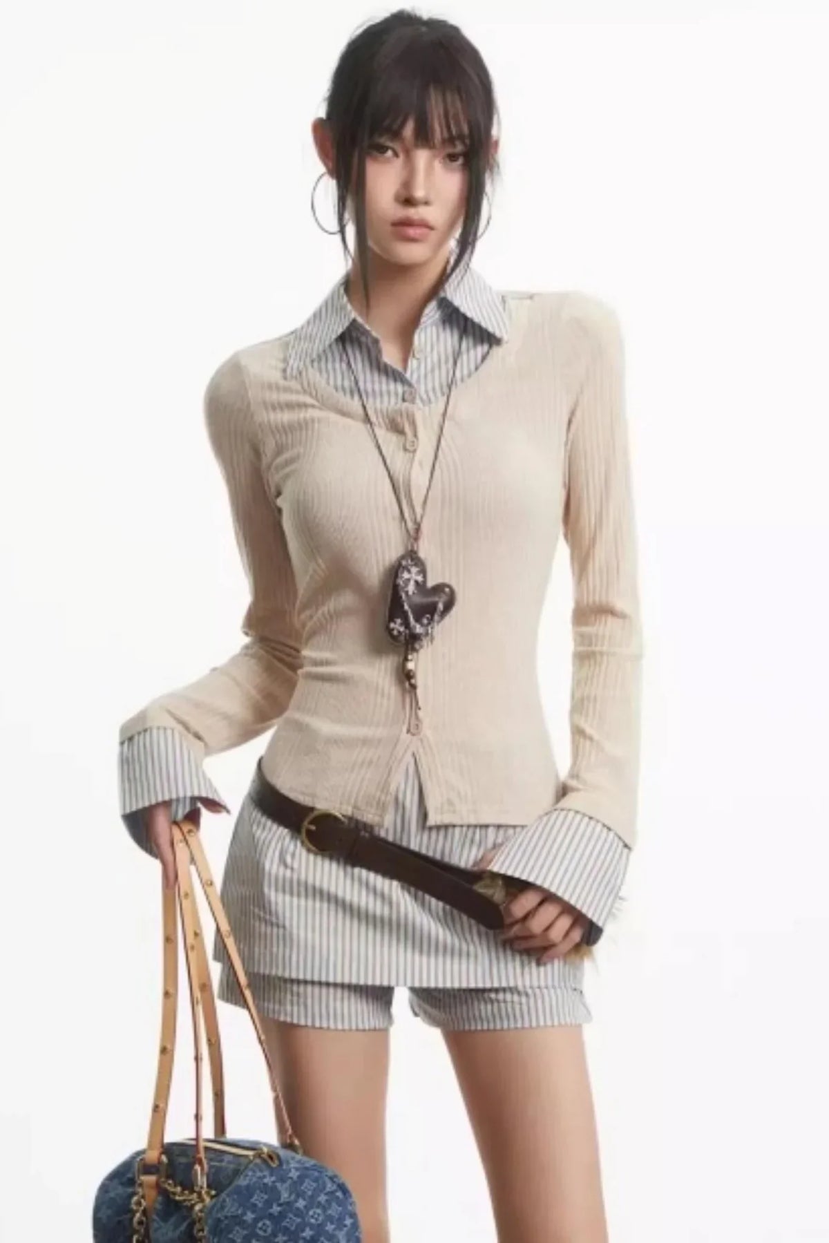 Retro Fake Two Striped Autumn Top