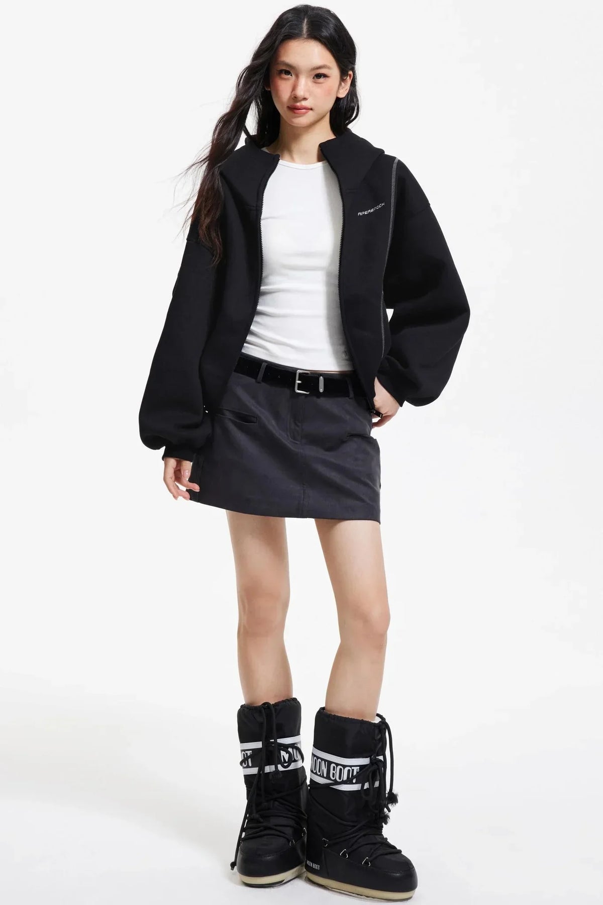 Retro Faux Suede A-Line Skirt