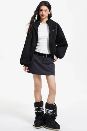 Retro Faux Suede A-Line Skirt