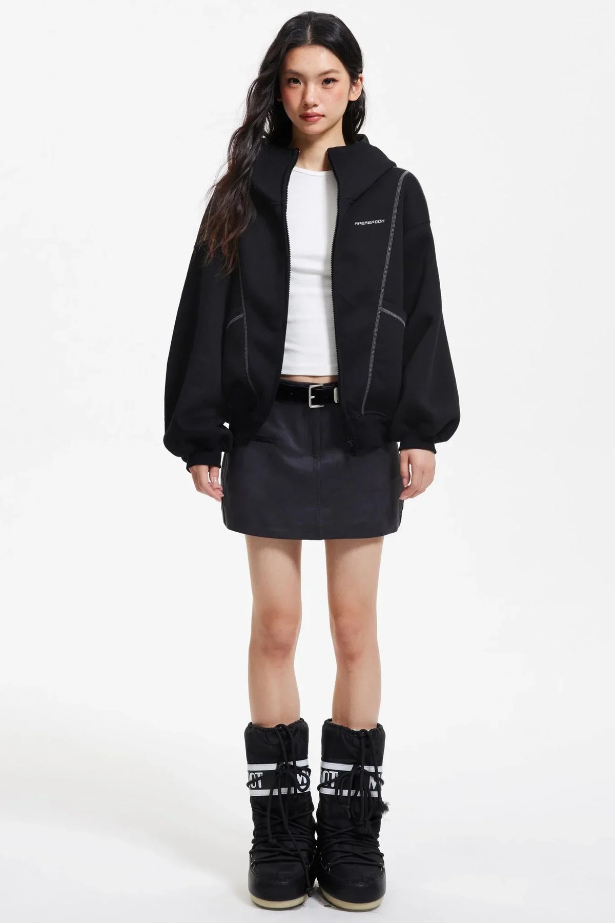 Retro Faux Suede A-Line Skirt