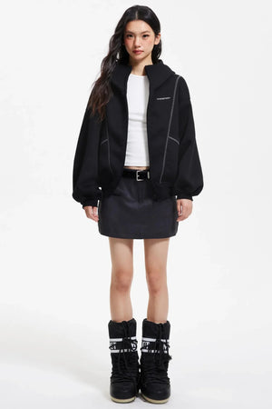 Retro Faux Suede A-Line Skirt