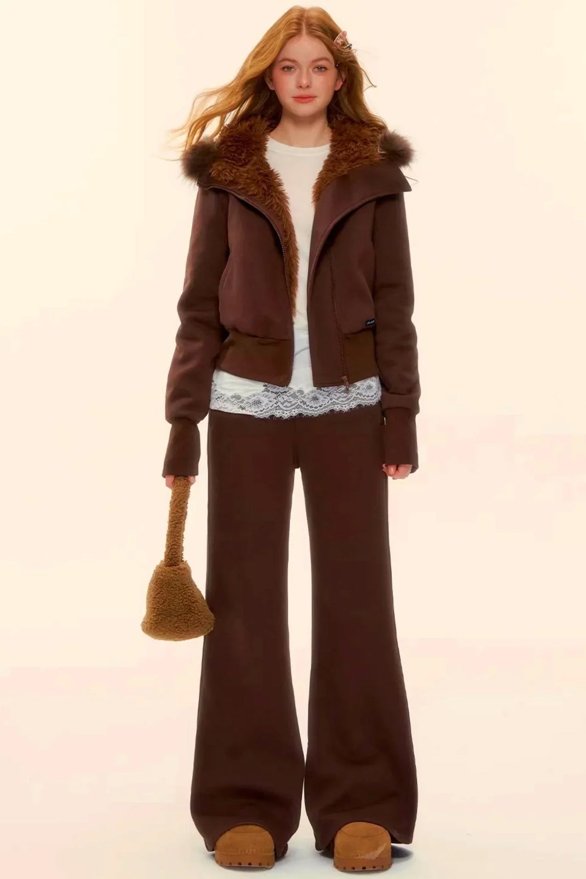 Retro Fleece Hooded Jacket Set-Up