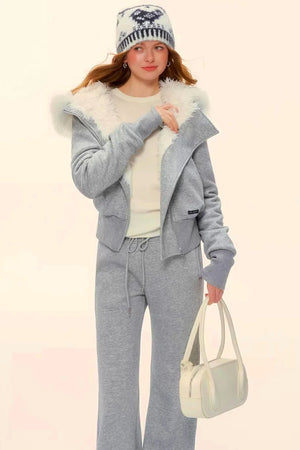 Retro Fleece Hooded Jacket Set-Up