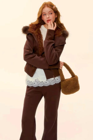 Retro Fleece Hooded Jacket Set-Up
