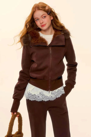 Retro Fleece Hooded Jacket Set-Up