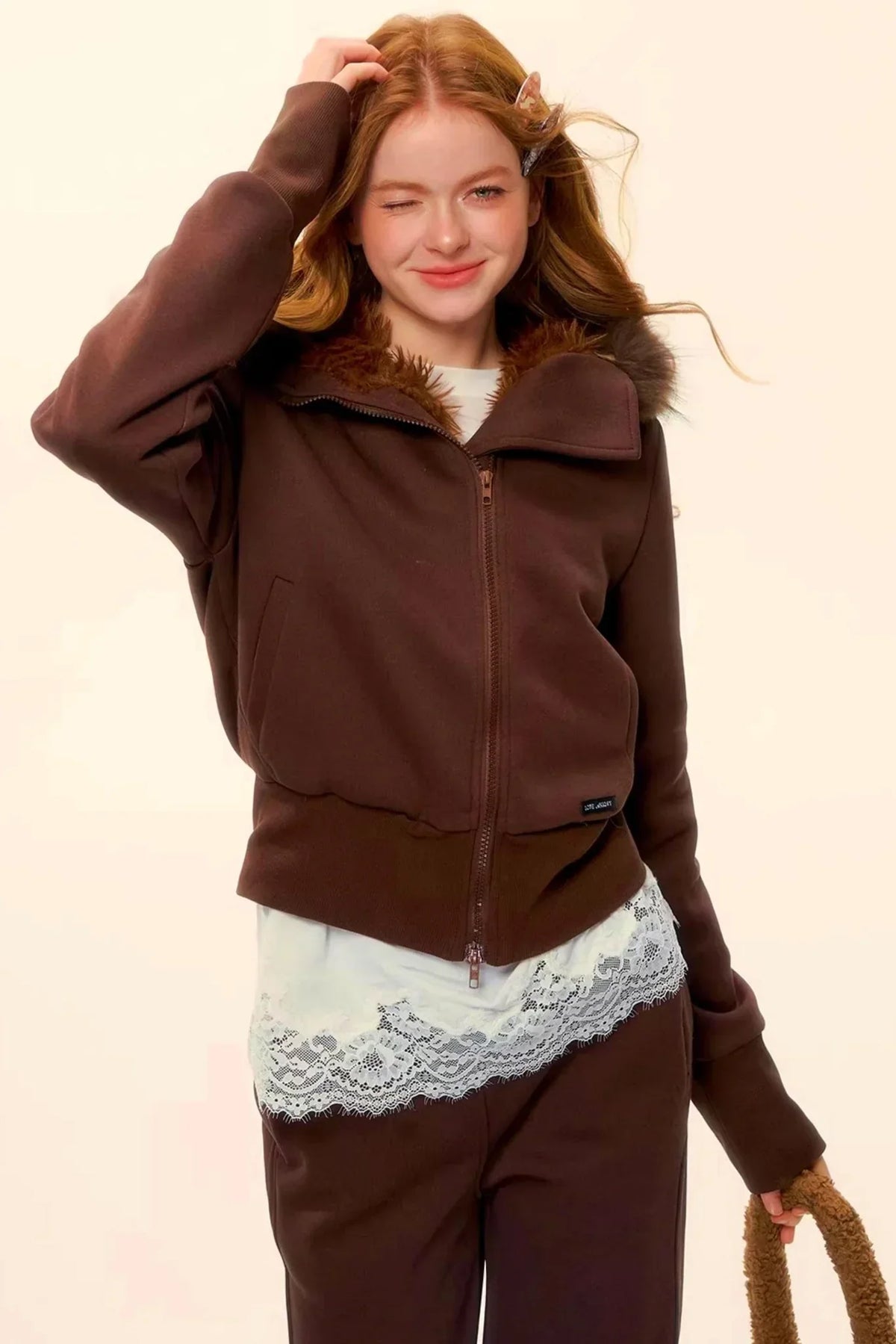 Retro Fleece Hooded Jacket Set-Up