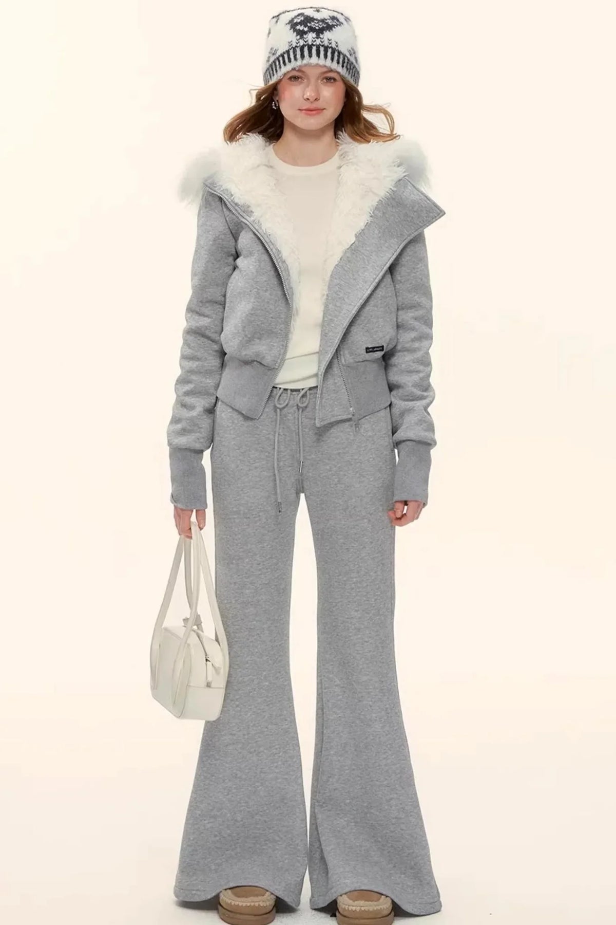 Retro Fleece-Lined Hooded Jacket Set-Up