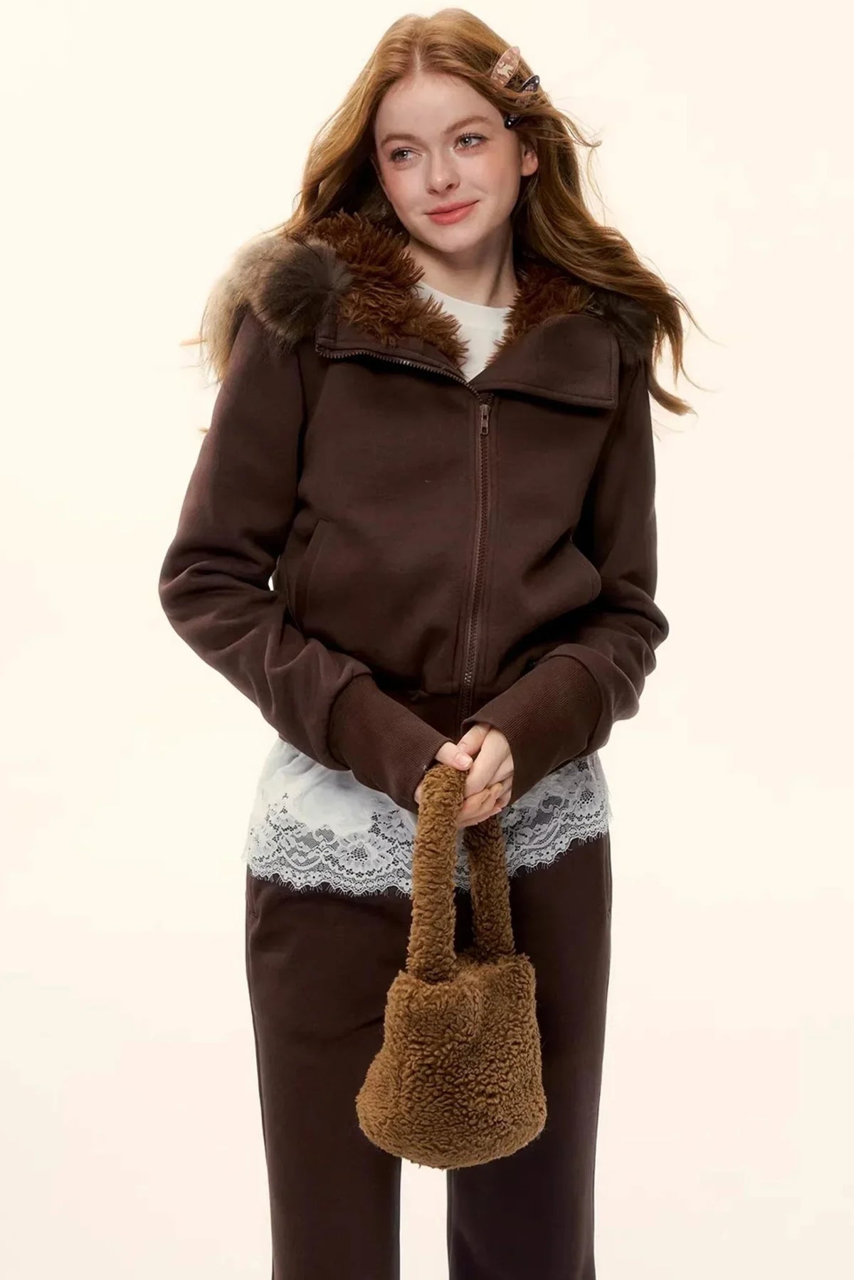 Retro Fleece-Lined Hooded Jacket Set-Up