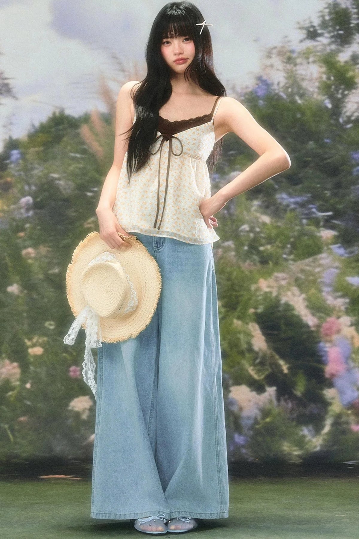 Retro Floral Camisole Top Set-Up