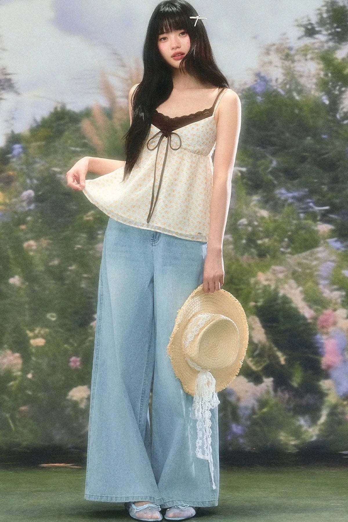 Retro Floral Camisole Top Set-Up