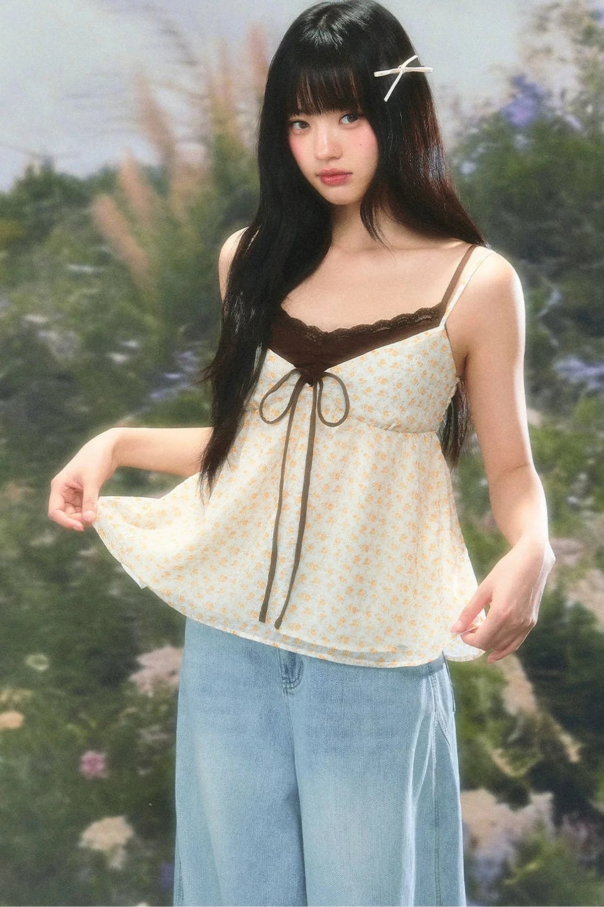 Retro Floral Camisole Top Set-Up