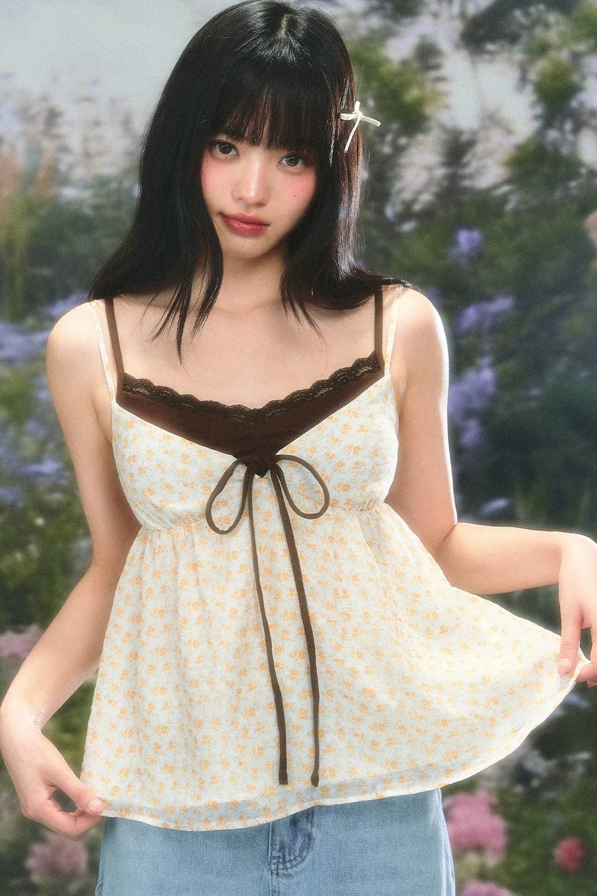 Retro Floral Camisole Top Set-Up