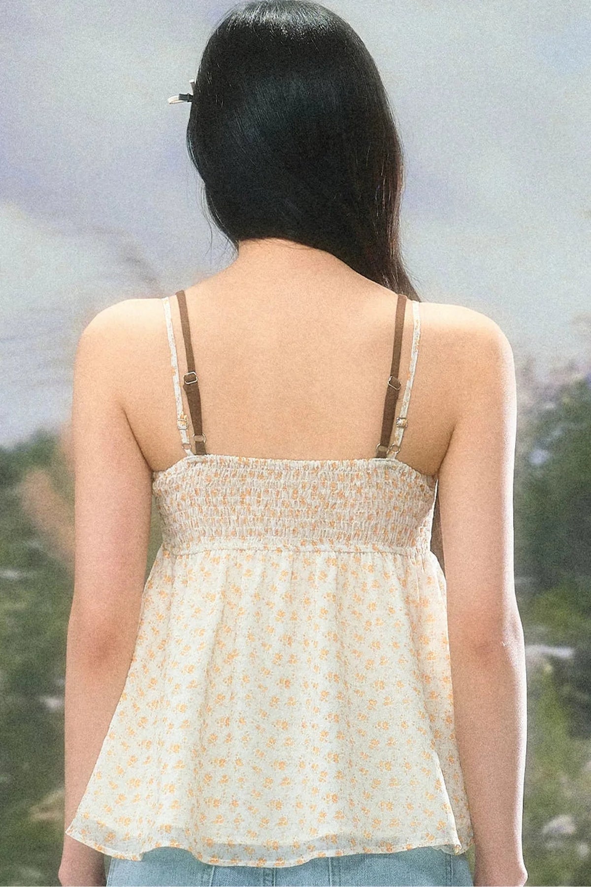 Retro Floral Camisole Top Set-Up