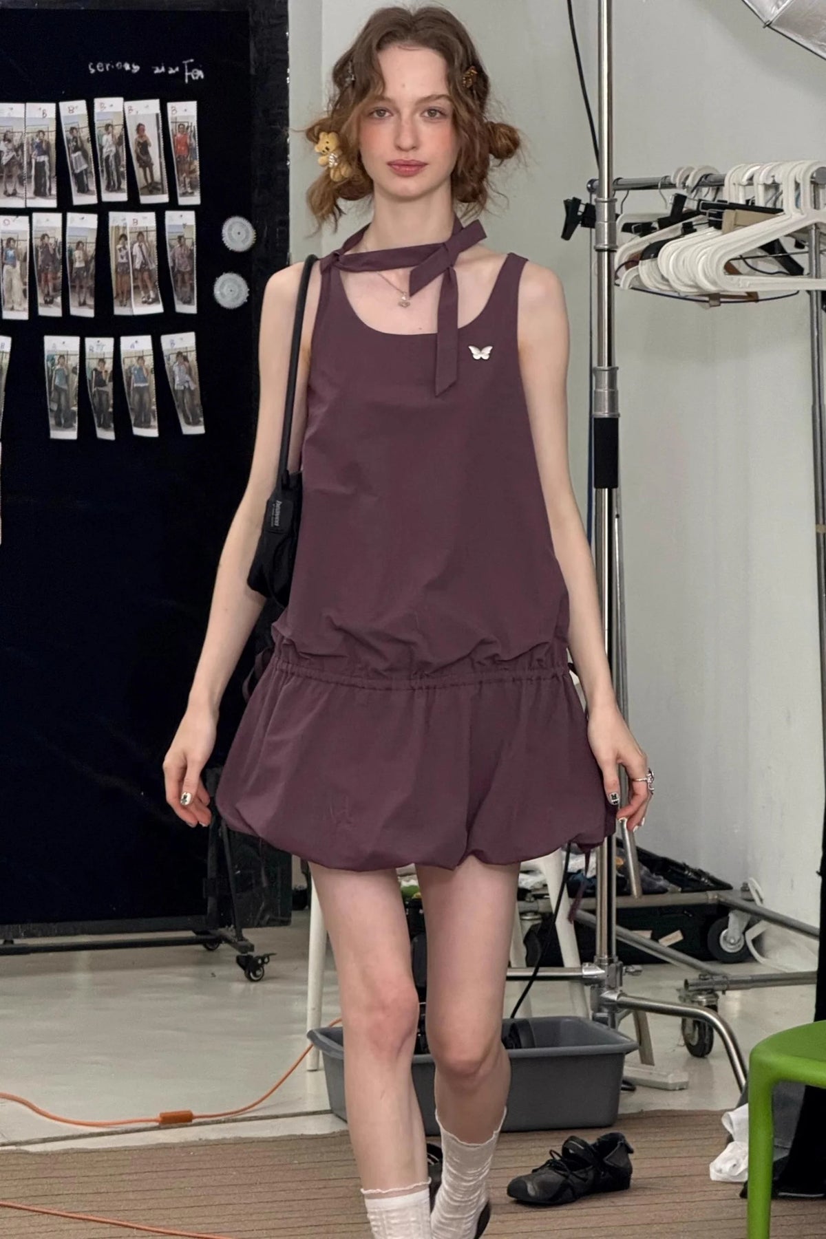 Retro Floral Purple Camisole Dress
