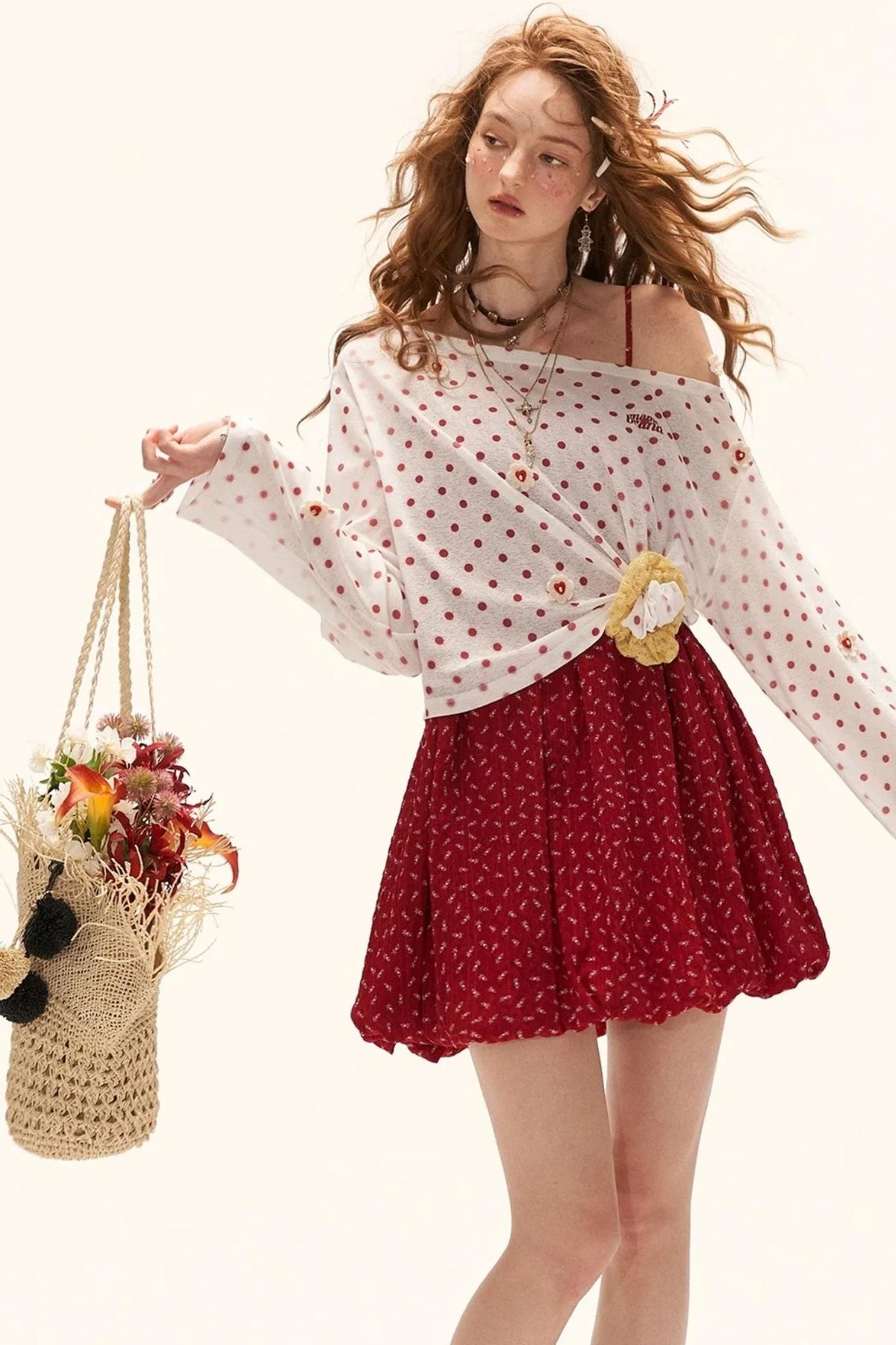 Retro Floral Suspender Dress Set-Up