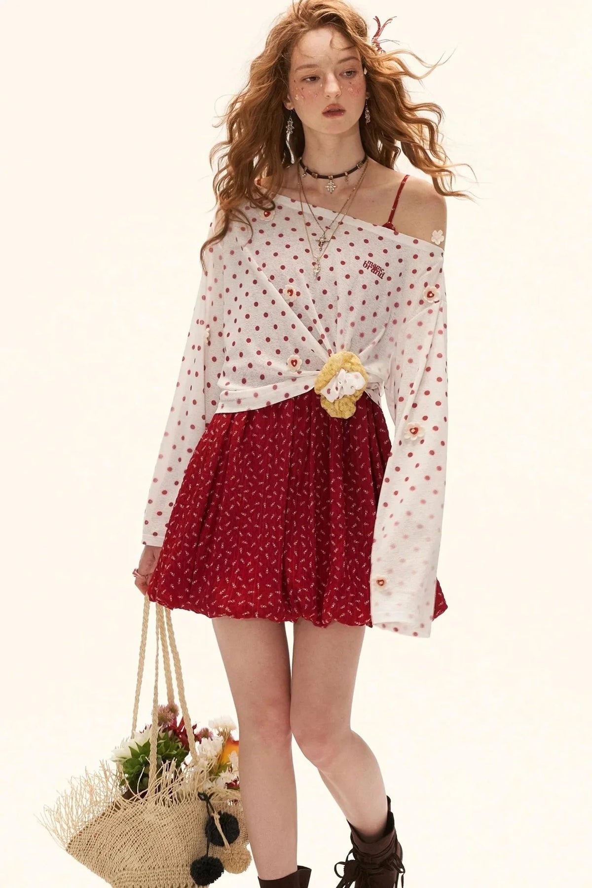 Retro Floral Suspender Dress Set-Up