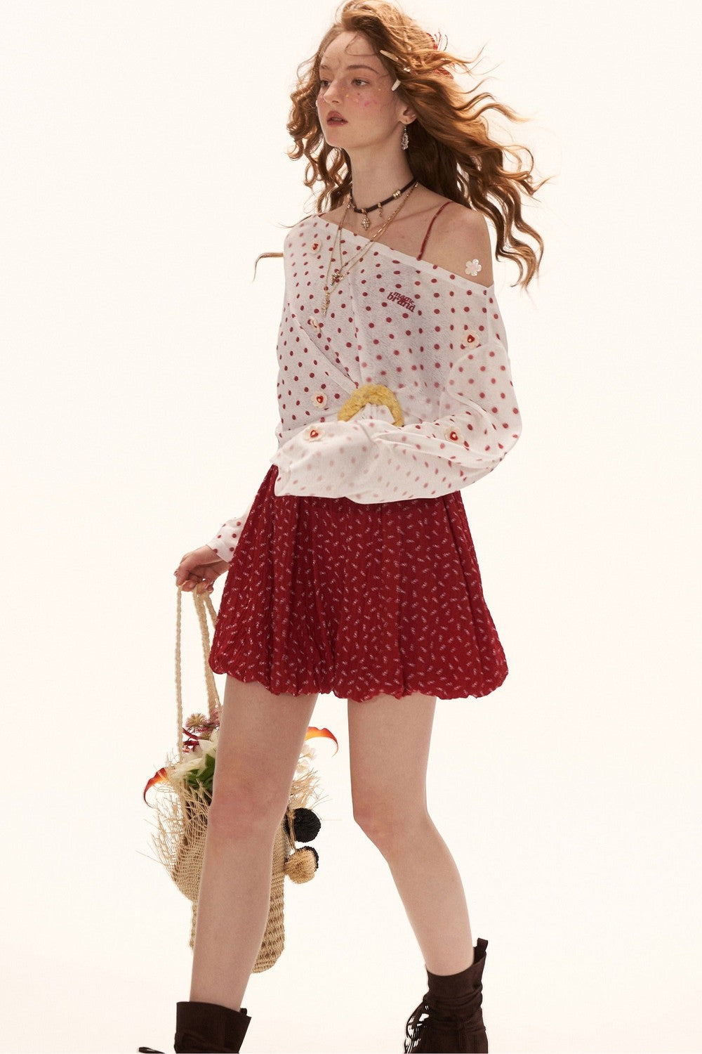 Retro Floral Suspender Dress Set-Up