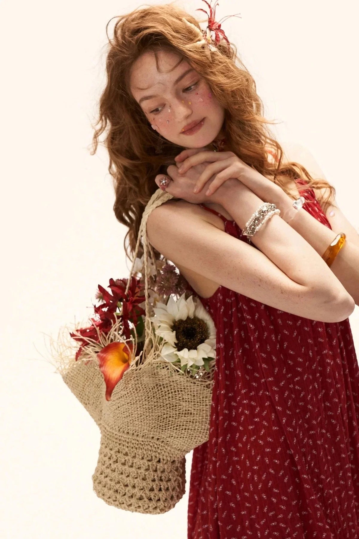 Retro Floral Suspender Dress Set-Up