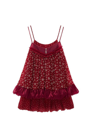 Retro Floral Suspender Dress Set-Up
