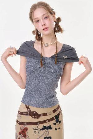 Retro Floral Twist Top