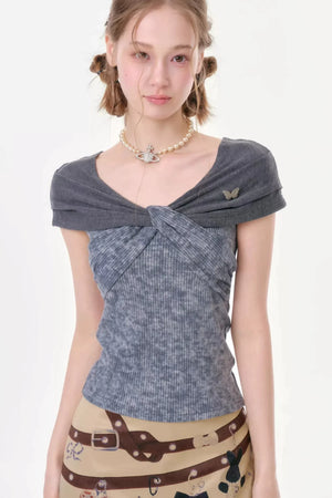 Retro Floral Twist Top