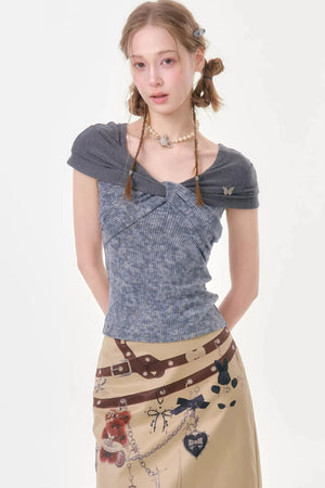 Retro Floral Twist Top