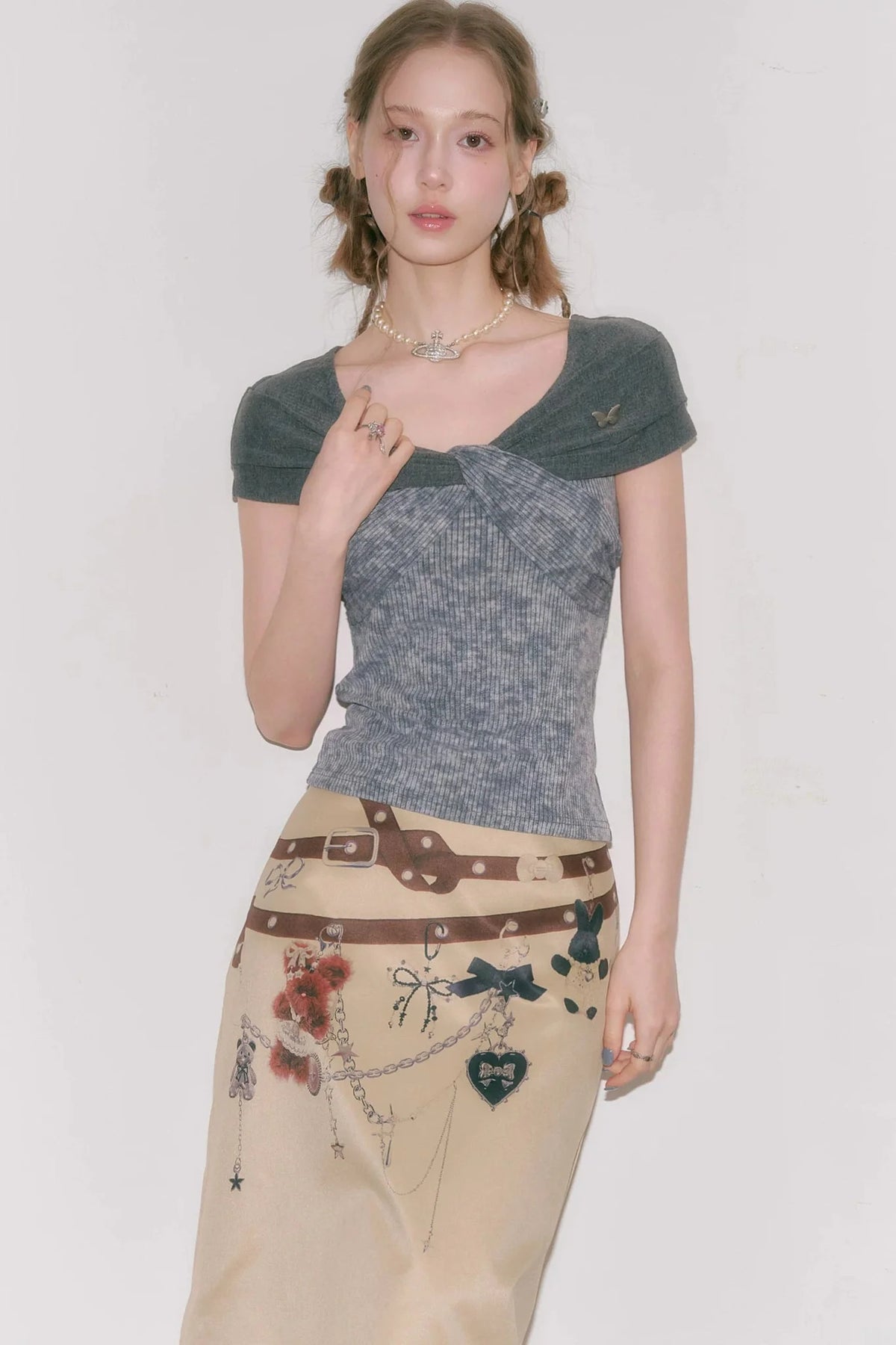 Retro Floral Twist Top