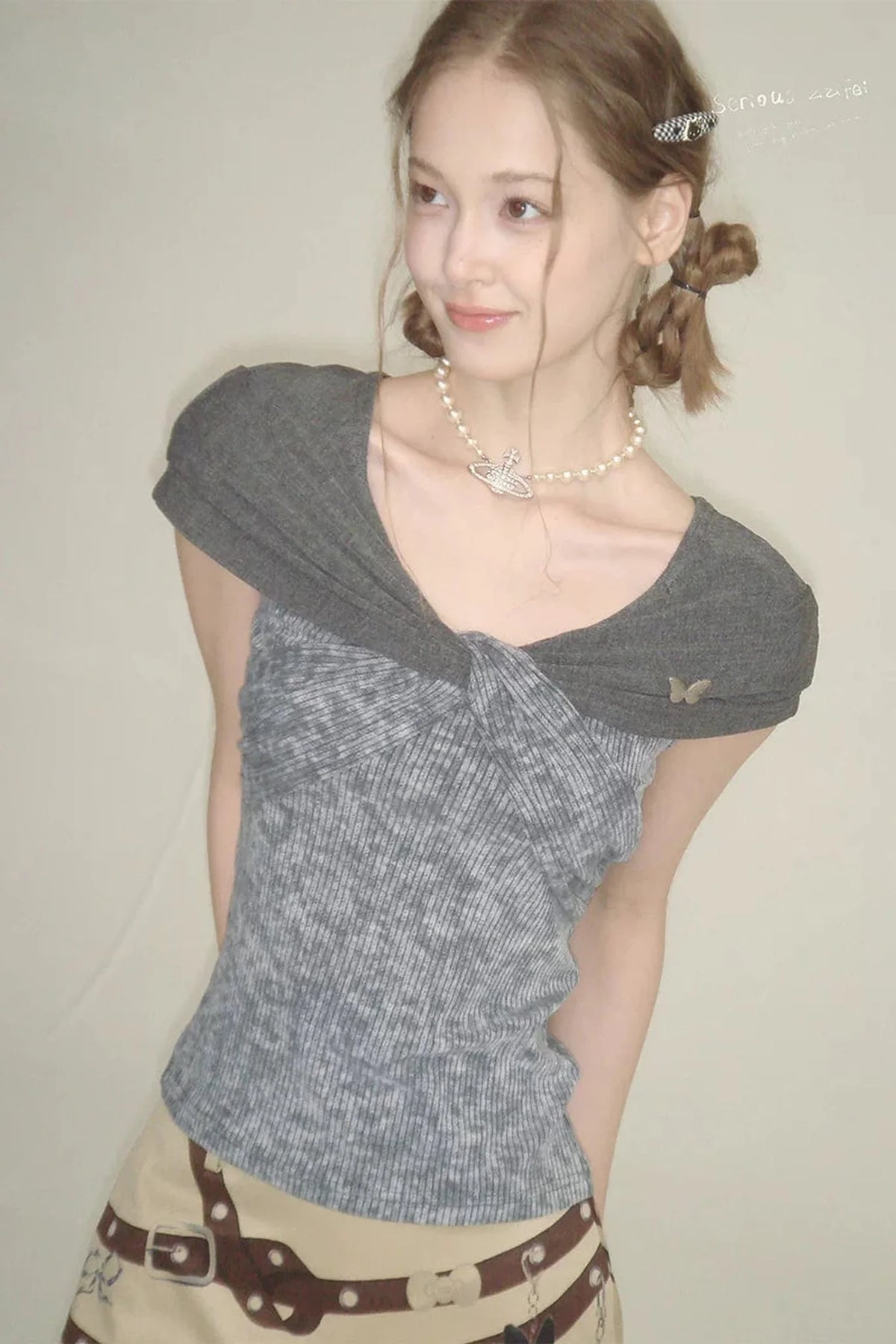 Retro Floral Twist Top